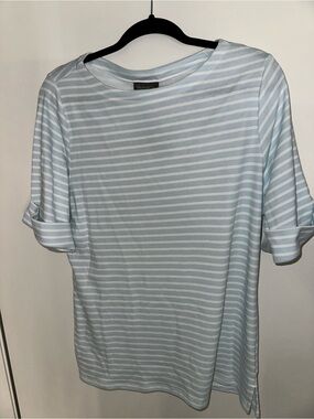 Style & Co Striped Light Blue & White Short Sleeve Tee